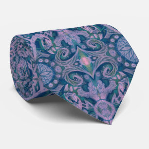 Kurvor & Lotus, abstraktens blommigt, lavender & b Slips