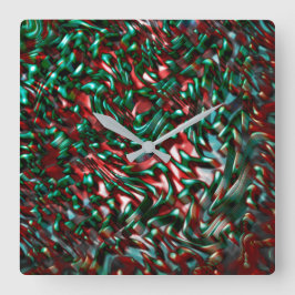 Kurvor, metallisk grönt och burgundmus med skikt fyrkantig klocka