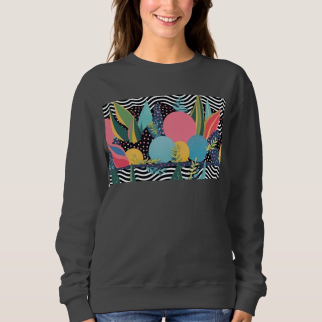 Kurvor och punkter med löv t shirt (Framsida)
