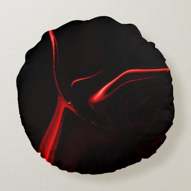 Kurvor, överspelning i rödmörkaste svarta fonden. rund kudde (Baksidan)