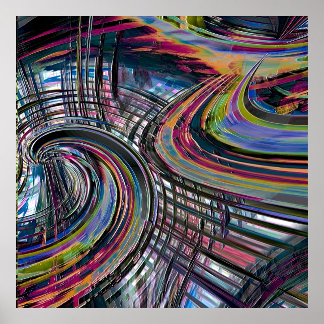 Kurvor tittar som rymdväg, färglös, notad poster (Framsidan)