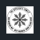 Kurvsnöflingor Winter Namn & Adress Stämpel<br><div class="desc">Vintertemade adress gummi frimärke med ditt namn och adress i en böjd text kring en snöflinga. Jul adress gummi frimärke med ditt namn och adress med ett högt,  tunt teckensnitt. Snowflake adress frimärke för helgdagarna eller vintersäsongen.</div>