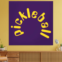 Kurvstil med fetstil Gult PICKLEBALL Text på djup Canvastryck