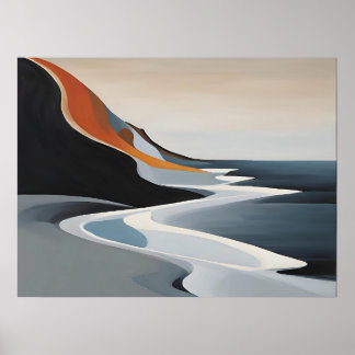 Kurvsvepen - Minimalistisk Wave Art-utskrift för A Poster