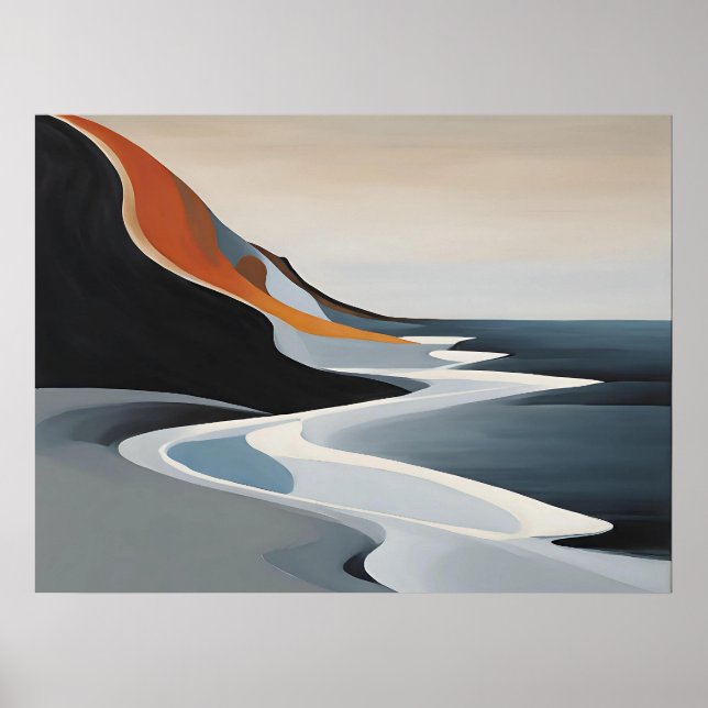 Kurvsvepen - Minimalistisk Wave Art-utskrift för A Poster (Framsidan)