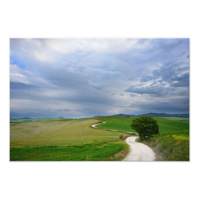 Kurvväg mot målfotoavtryck fototryck (Framsidan)