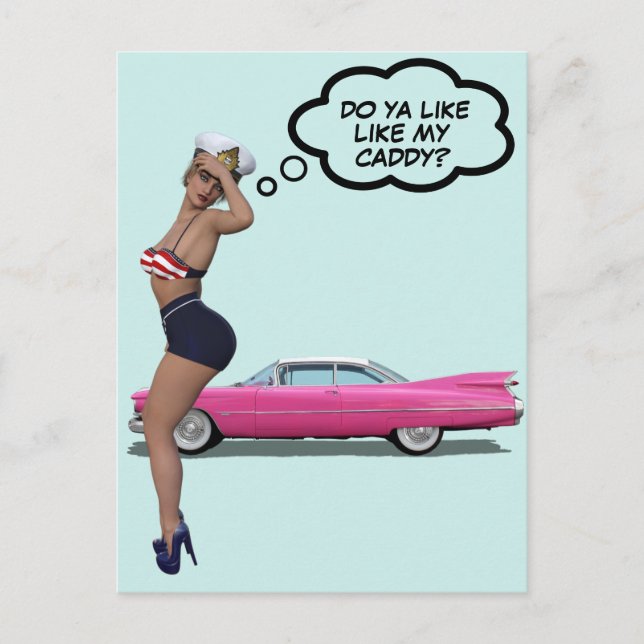 KURVY SAILOR GIRL MED ROSA CADDY POSTCARD VYKORT (Framsida)