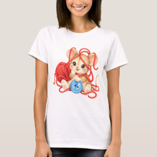 Kuschelige Maus mit Garnknäuel T Shirt