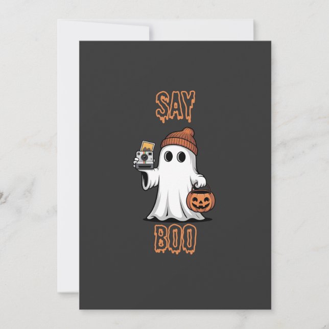 Kuscheliger Halloween Geist Kamera Inbjudningar (Framsida)