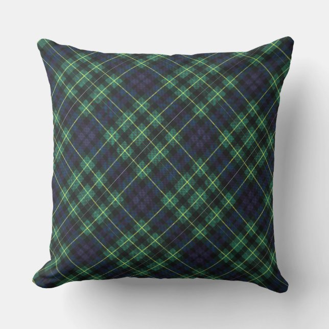 Kushions - Gult, Grönt och Blue Tartan Kudde (Framsida)