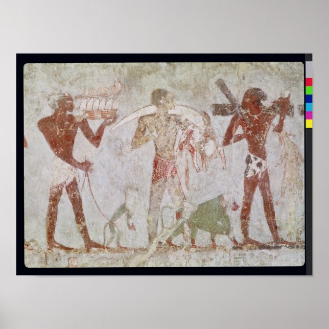 Kushites som transporterar bibuter från guld poster (Framsidan)