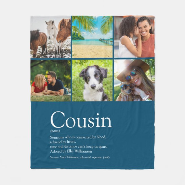 Kusin Bästa någonsin Definition 6 - Fotblå Fleecefilt (Framsidan)