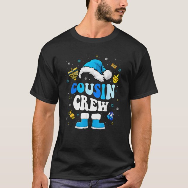 Kusin besättning Hanukkah Santa Family Squad Jewis T Shirt (Framsida)