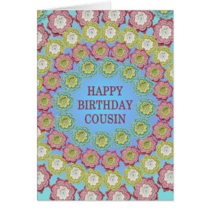 Kusin Birthday Crochet Flowers Hälsningskort