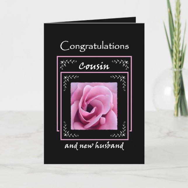 KUSIN Bröllopskongratulationer - Rosa Ros Kort (Framsida)