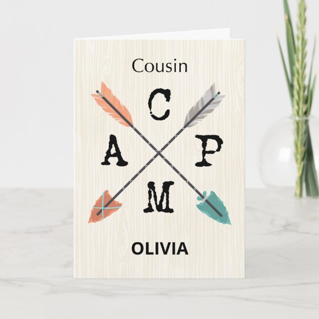 Kusin Camp Personalize Namn-pilar Kort (Framsida)