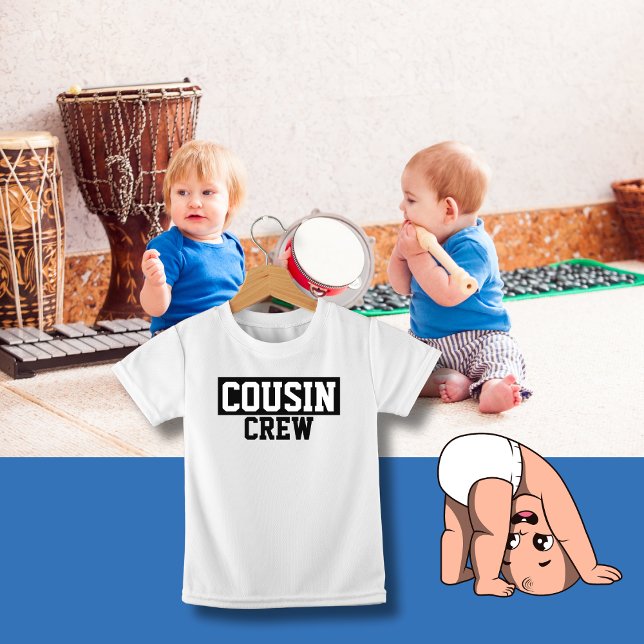 Kusin Crew Black and White Kids Baby T-Shirt (Skapare uppladdad)