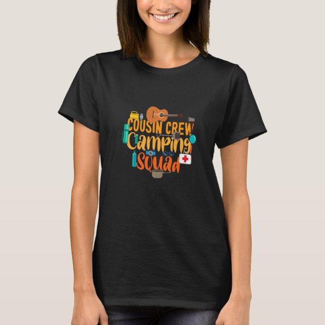 Kusin Crew Camping Squad Camping Costume Outfit T Shirt (Framsida)