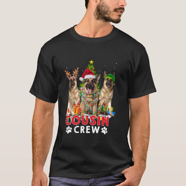 Kusin Crew German Shepherd Santa Julgran X T Shirt (Framsida)