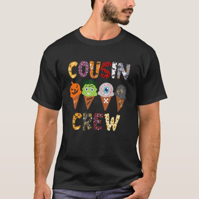 Kusin Crew Halloween Horror Ice Cream Pumpkin Fac T Shirt (Framsida)