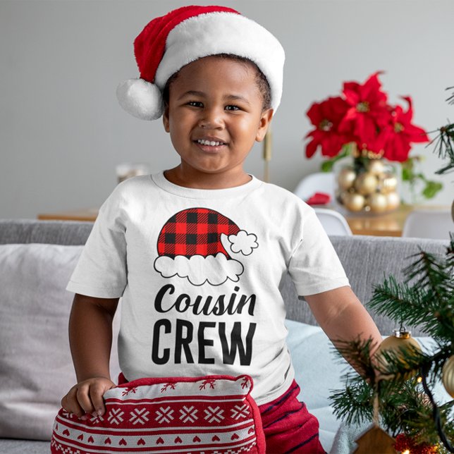 Kusin Crew jul-Helgdag Buffalo Play T Shirt (Cousin Crew Christmas Holiday Buffalo Plaid Toddler T-shirt)