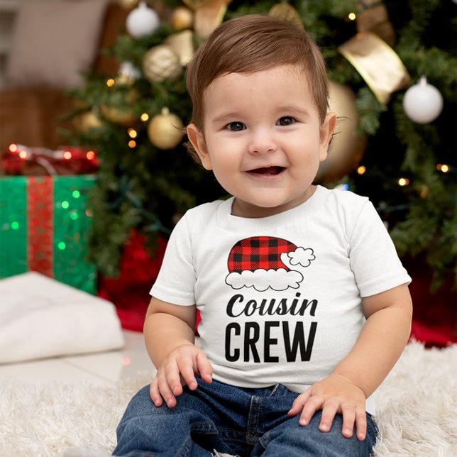 Kusin Crew jul-Helgdag Buffalo Play T Shirt (Cousin Crew Christmas Holiday Buffalo Plaid Baby T-Shirt)