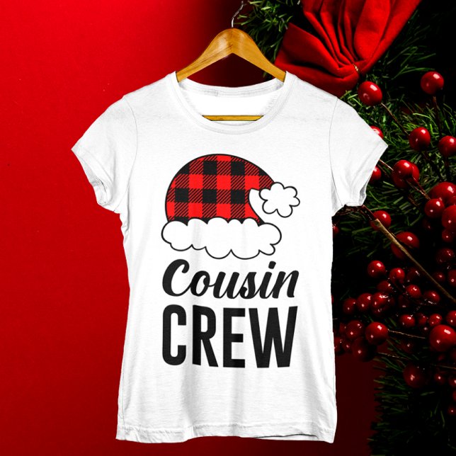 Kusin Crew jul - Helgdag Buffalo Play Womens T Shirt (Cousin Crew Christmas Holiday Buffalo Plaid Womens T-Shirt)