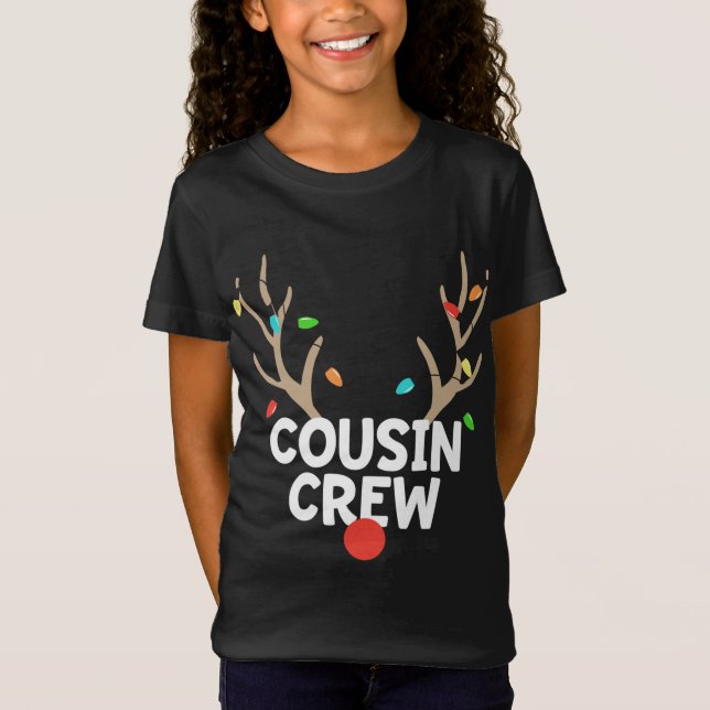 Kusin Crew jul Pajama Reindeer Ljus Match T Shirt (Framsida)