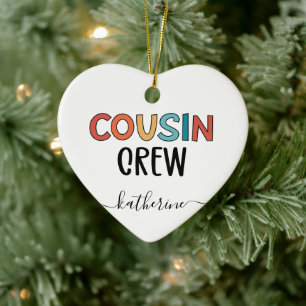 Kusin Crew Matching Cousins Cute Gift Julgransprydnad Keramik