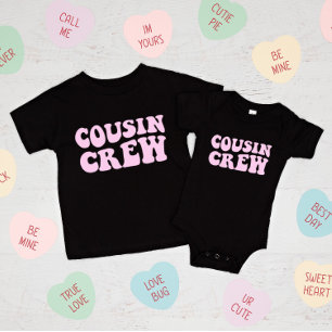 Kusin Crew Matchningsfamilj för Rosa T Shirt