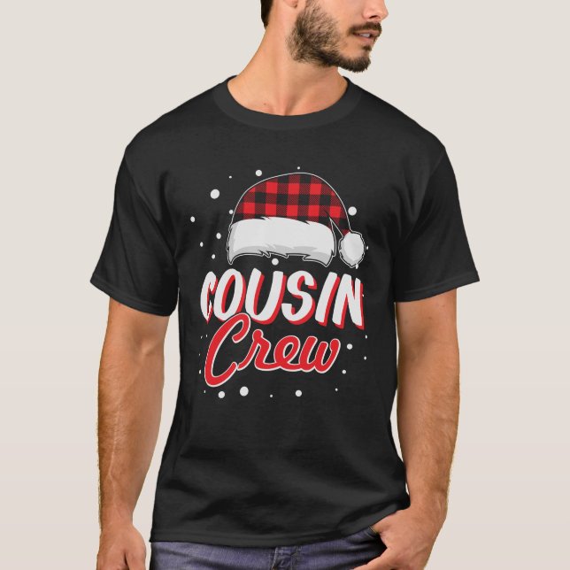 Kusin Crew Red Play Santa Hat jul T Shirt (Framsida)