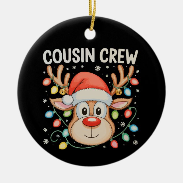 Kusin Crew Reindeer jul Julafton Ljus Helgdag Julgransprydnad Keramik (Framsidan)