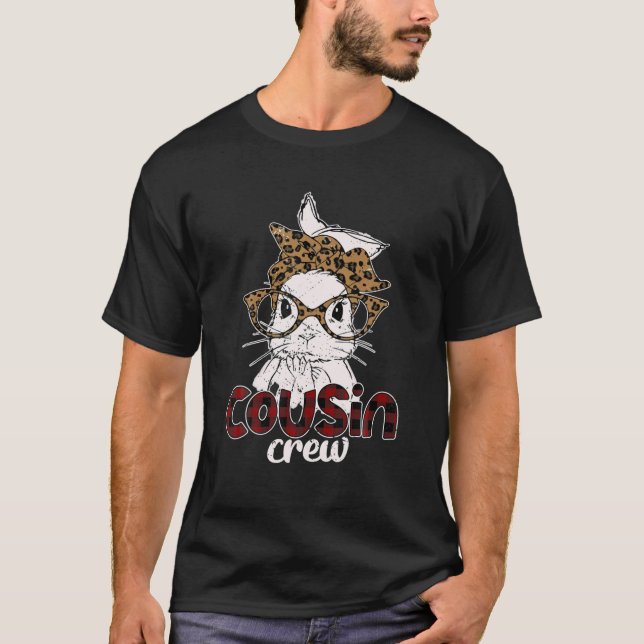 Kusin Crew Squad Bunny Leopard Rabbit Ansikte Cute T Shirt (Framsida)