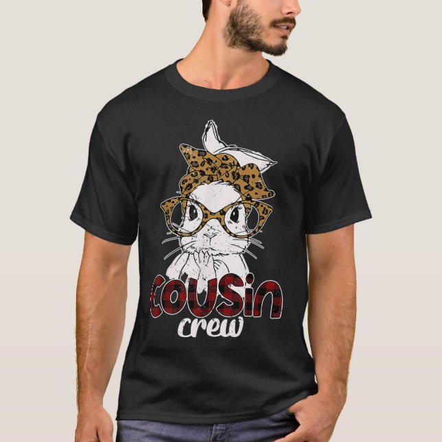 Kusin Crew Squad Bunny Leopard Rabbit Ansikte Cute T Shirt (Framsida)