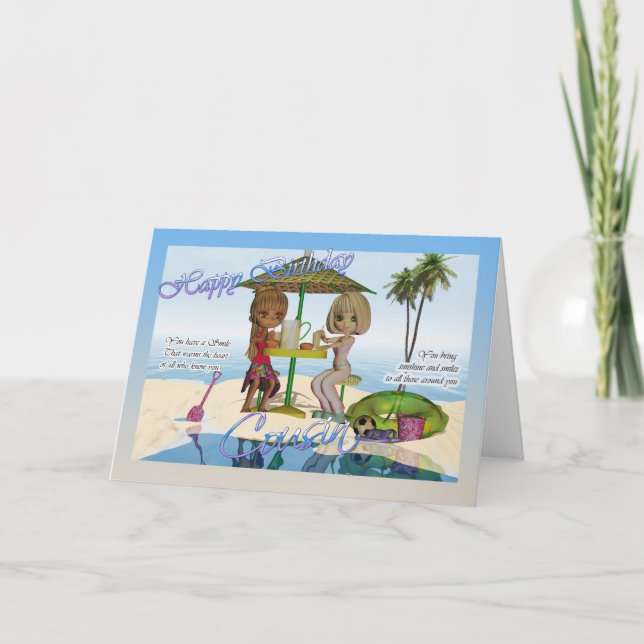 Kusin födelsedagskort Moonies Cutie Paj Beach Coll Kort (Framsida)