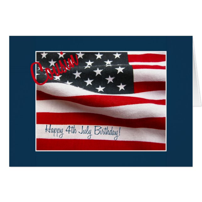 Kusin Lycklig 4 juli-årsdagen Hälsningskort (Framsidan Horizontal)