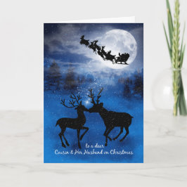 Kusin och hennes Make Kissing Reindeer jul Helgkort