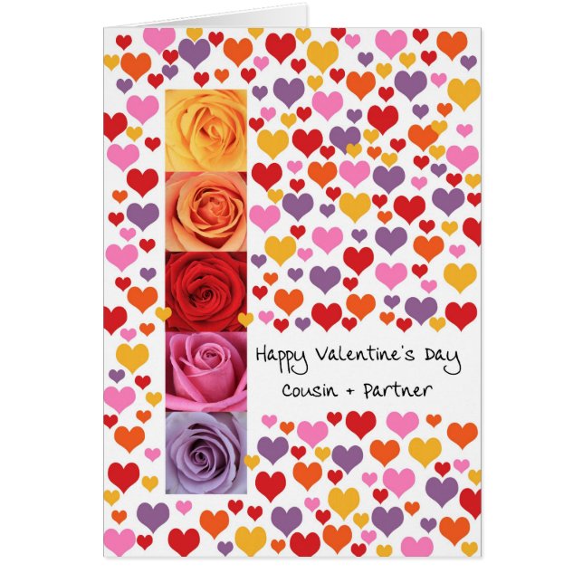 Kusin + Partner färgad valentin dag Hälsningskort (Framsidan)
