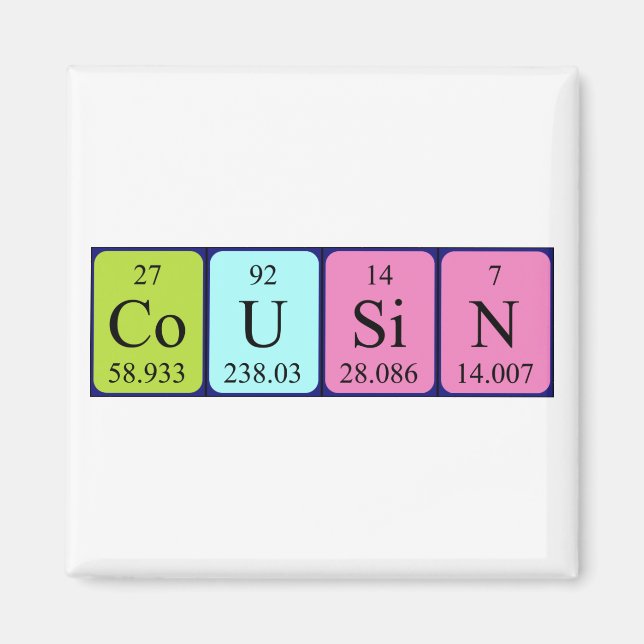Kusin periodisk bord namn magnet (Framsidan)