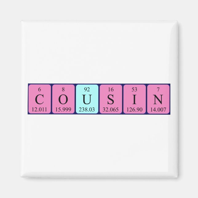 Kusin periodisk bord namn magnet (Framsidan)