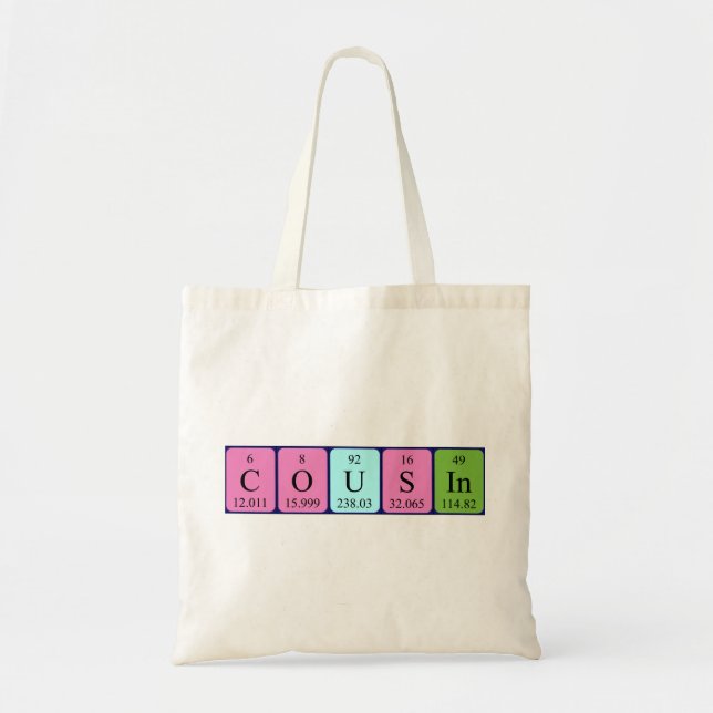 Kusin periodisk bord namn tote bag tygkasse (Framsidan)