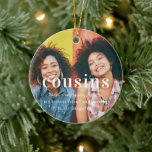 kusin | Sentimental Photo Keepsakjulen Julgransprydnad Keramik<br><div class="desc">Skölj Bond med Perfekten Cousin Gift - Sentimental Photo jul Ornament firar den speciella kopplingen mellan kusiner med detta vackra anpassade keramiska prydnadsämne. Den här keepausen är en perfekt för att hedra det unika bandet som är närmare än vänskap och precis som familjen. Idealisk som julklapp eller ett meningsfullt tillägg...</div>