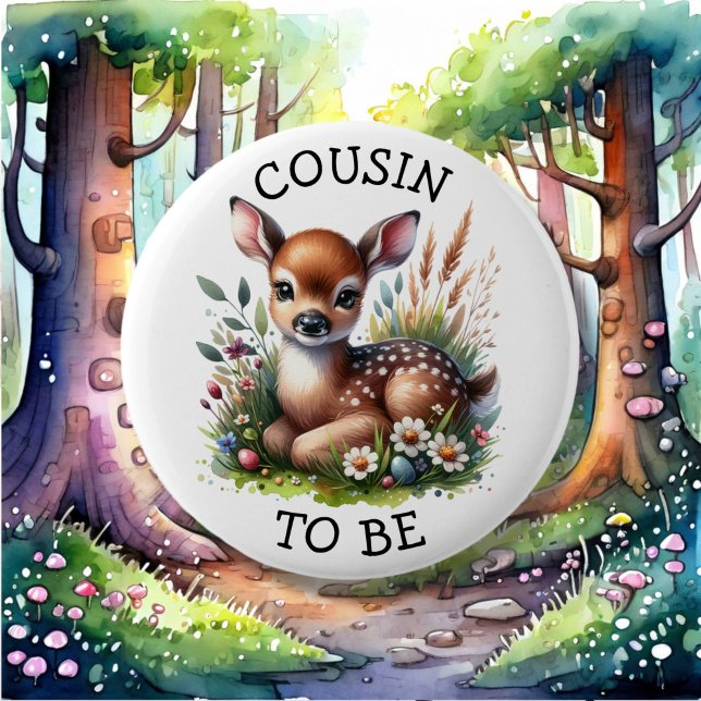 Kusin till | Woodland Thworthy Baby Shower Knapp (Skapare uppladdad)
