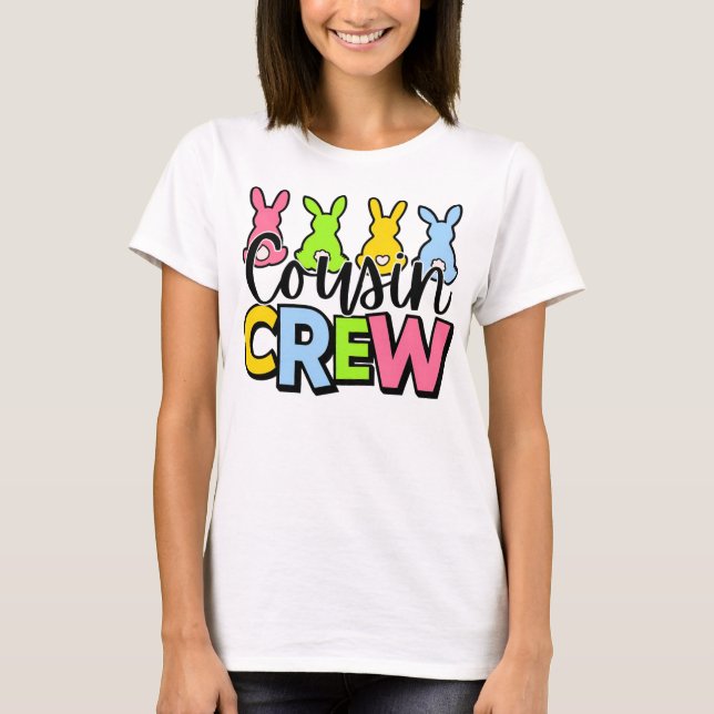 Kusinästsbesättning Färgglada Påskharar T Shirt (Framsida)