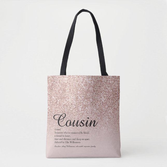 Kusinddefinition Skript Roséguld Glitter Tygkasse (Framsida)