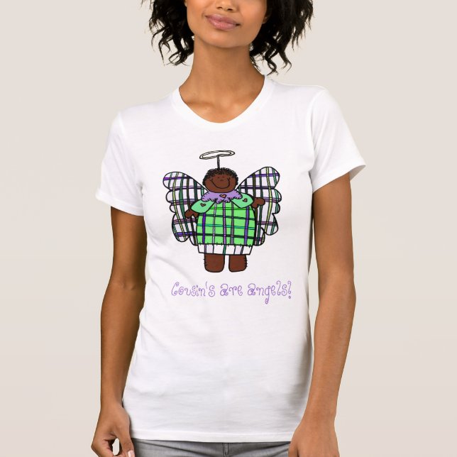 Kusinen är änglar! (Afrikansk amerikan Tee Shirt (Framsida)
