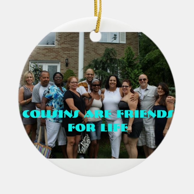 Kusiner är vänner för livprydnad julgransprydnad keramik (Framsidan)