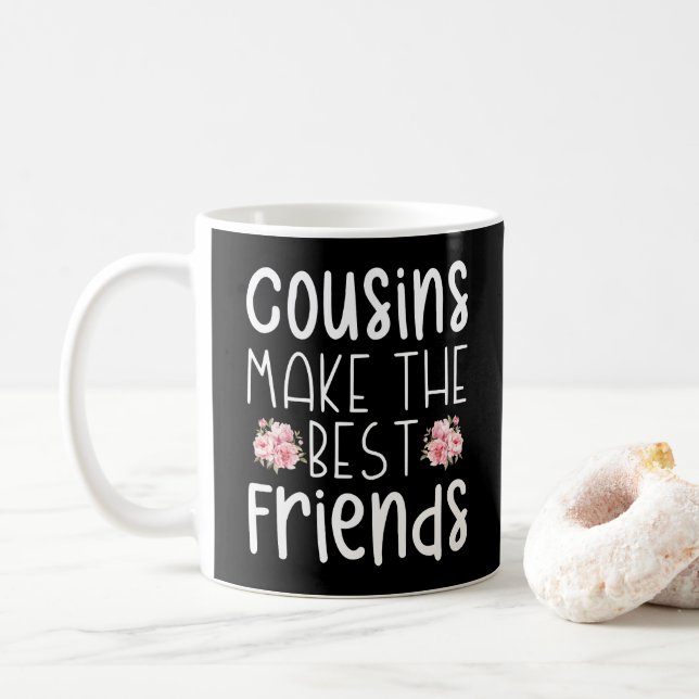 Kusiner gör de bästa vänner vattenfärgen blomma kaffemugg (Med munk)