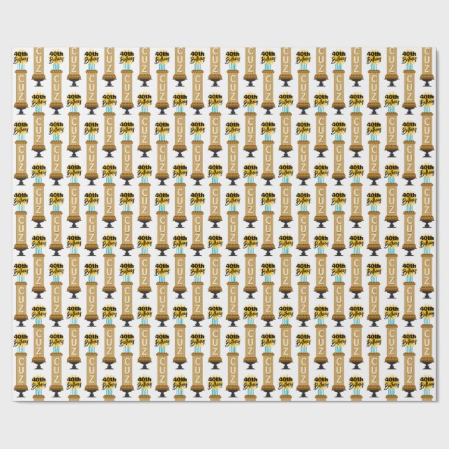 Kusins 40-årsdag Hög chokladtårta Presentpapper (Platt)