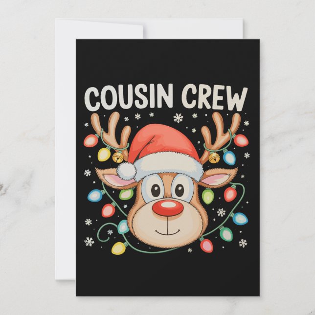 Kusins Crew Ren Jul Xmas Ljus Högtid Julkort (Framsida)